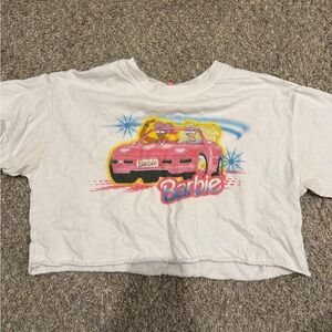 Forever 21 White Barbie Graphic Crop Top